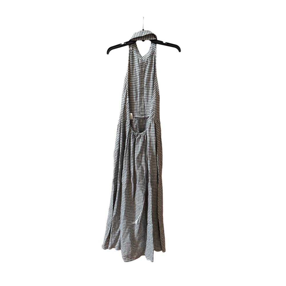 REFORMATION Tace Gingham Linen Halter Midi Dress - Size 6 - Picture 7 of 8